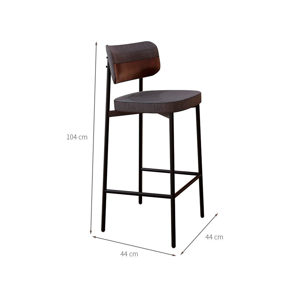 Banqueta Alloa com Detalhe Marrom e Grafite