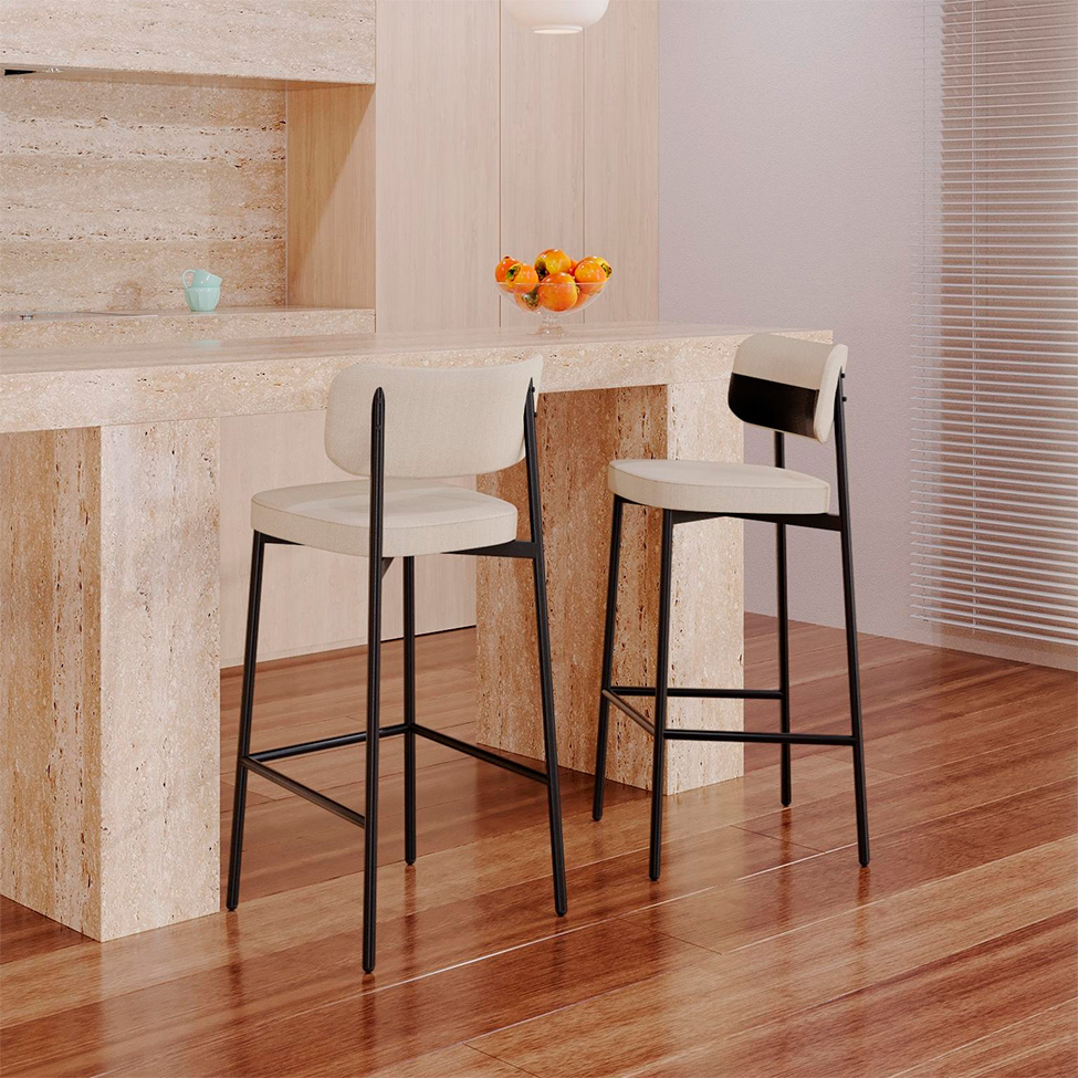 Banqueta Alloa com Detalhe Preto e Areia