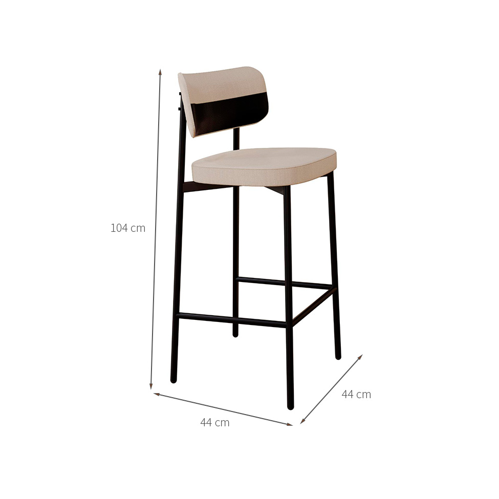 Banqueta Alloa com Detalhe Preto e Areia