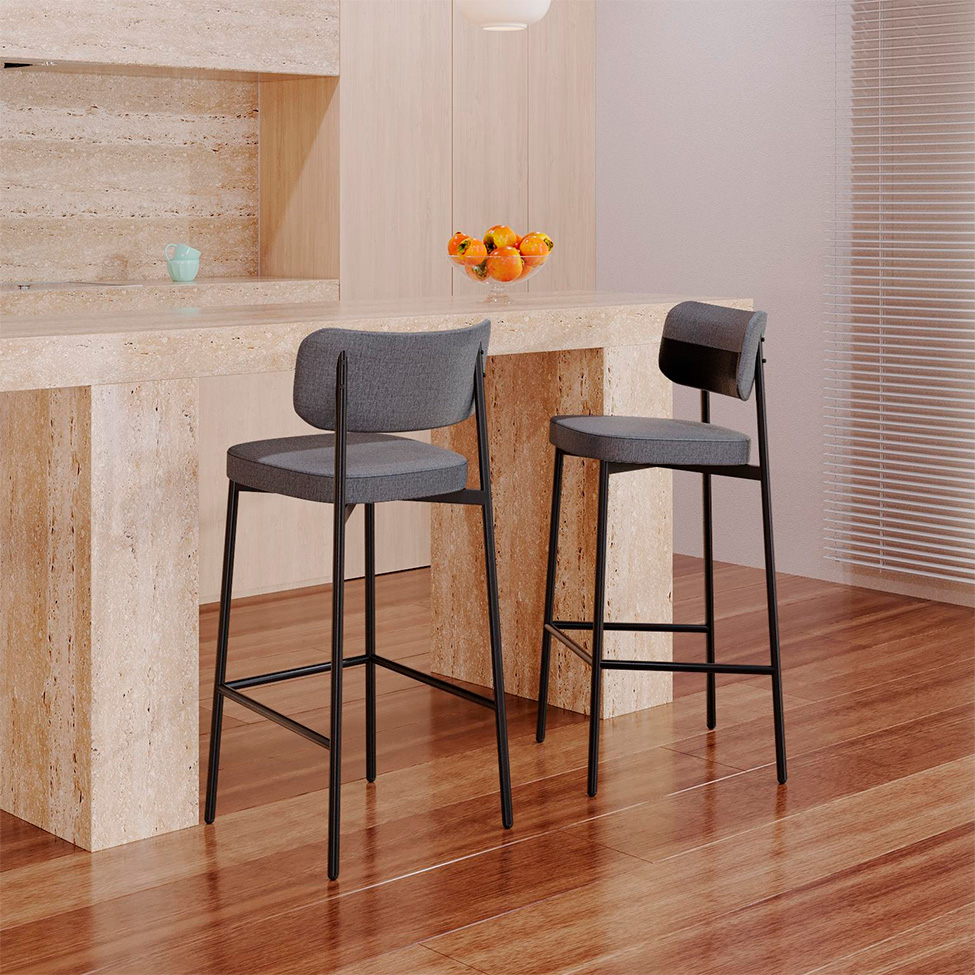 Banqueta Alloa com Detalhe Preto e Cinza