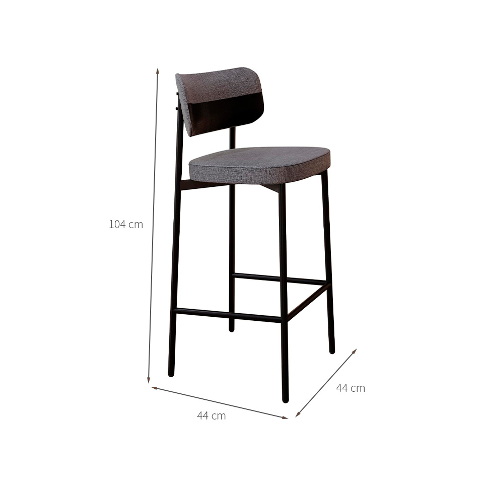 Banqueta Alloa com Detalhe Preto e Cinza