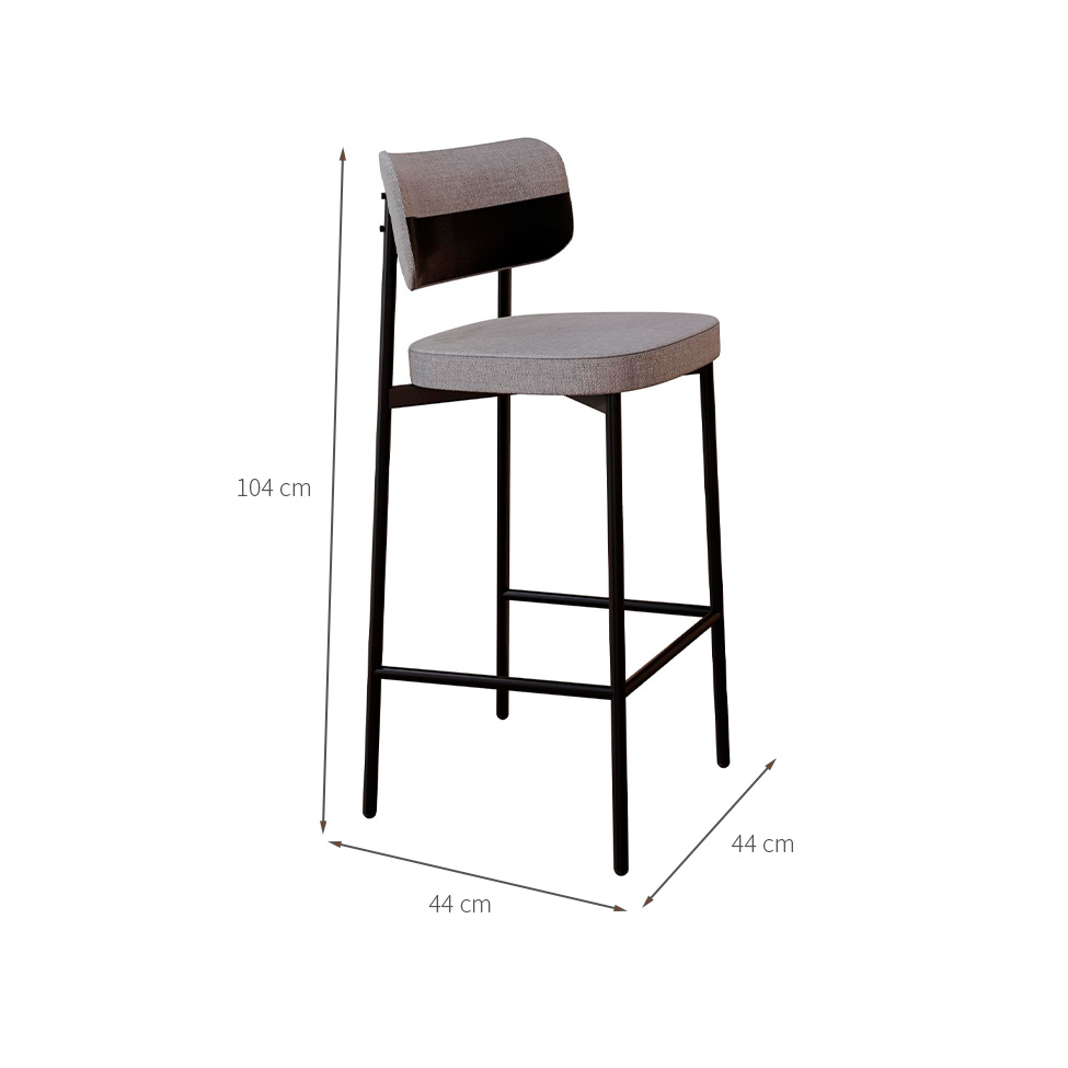Banqueta Alloa com Detalhe Preto e Cinza Claro