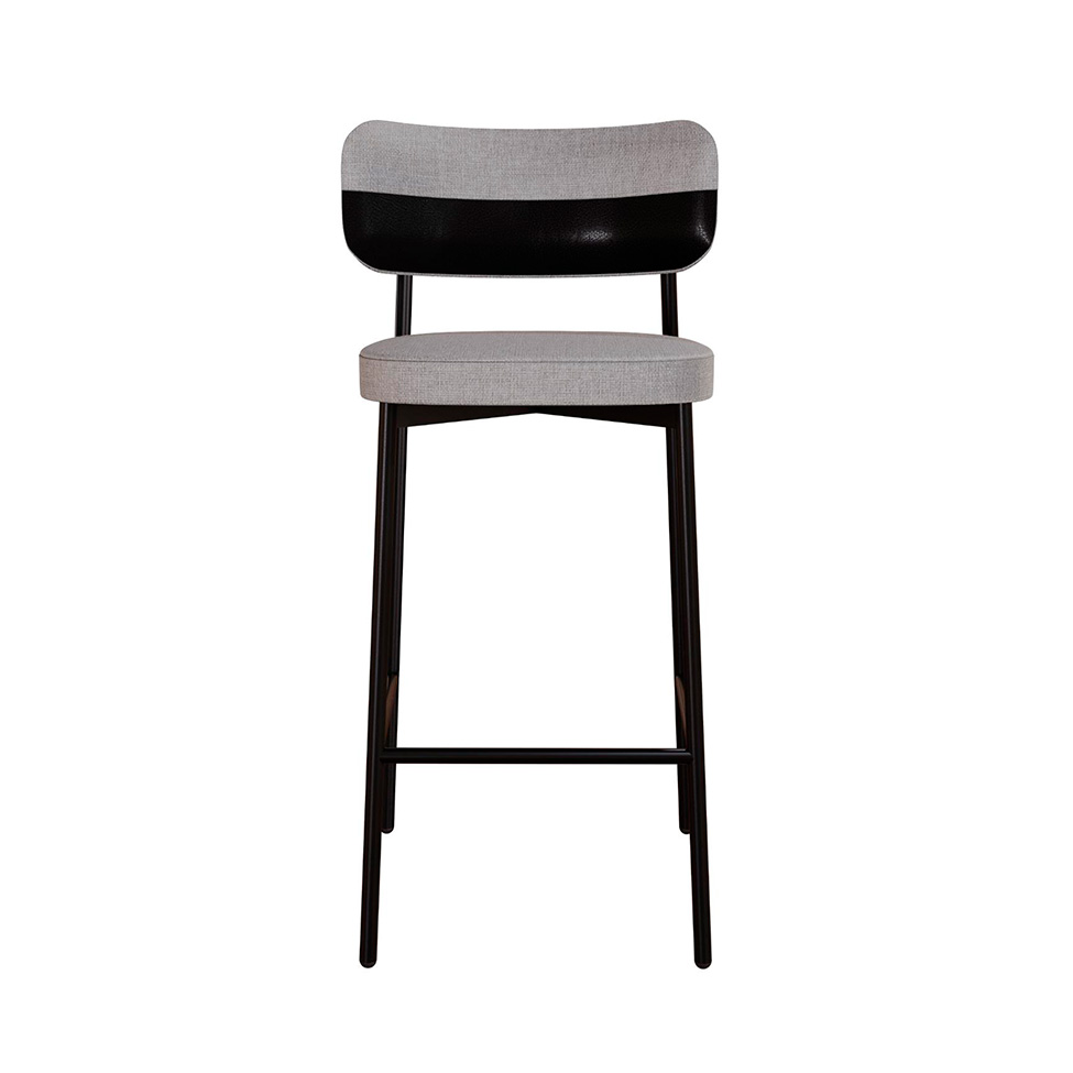 Banqueta Alloa com Detalhe Preto e Cinza Claro