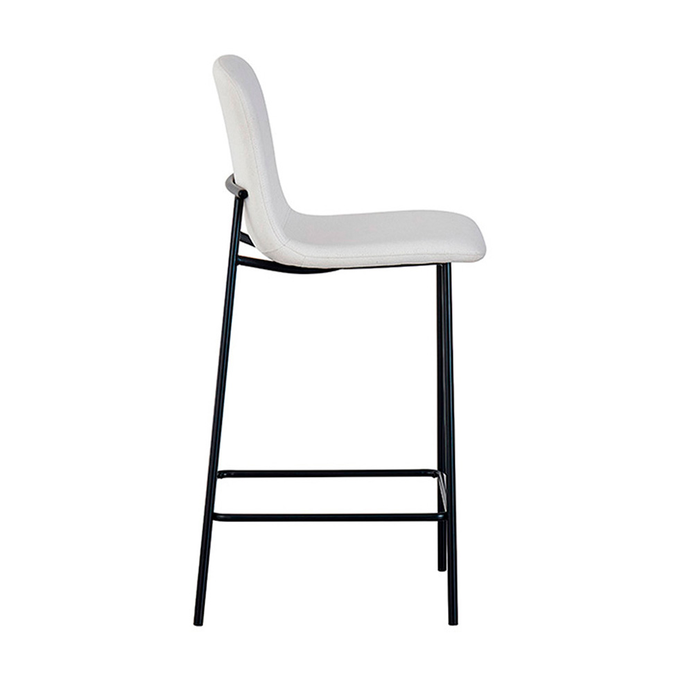 Banqueta Celeste Poliéster Off White e Preta