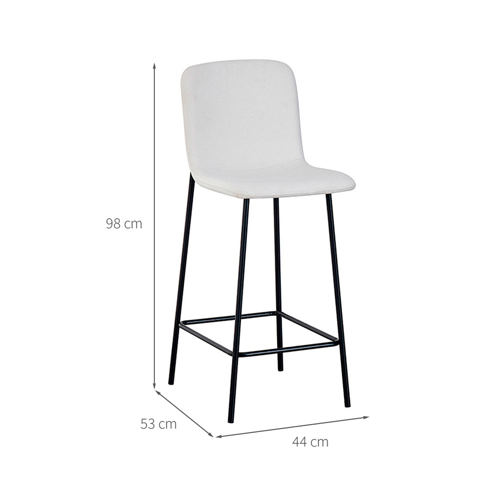 Banqueta Celeste Poliéster Off White e Preta