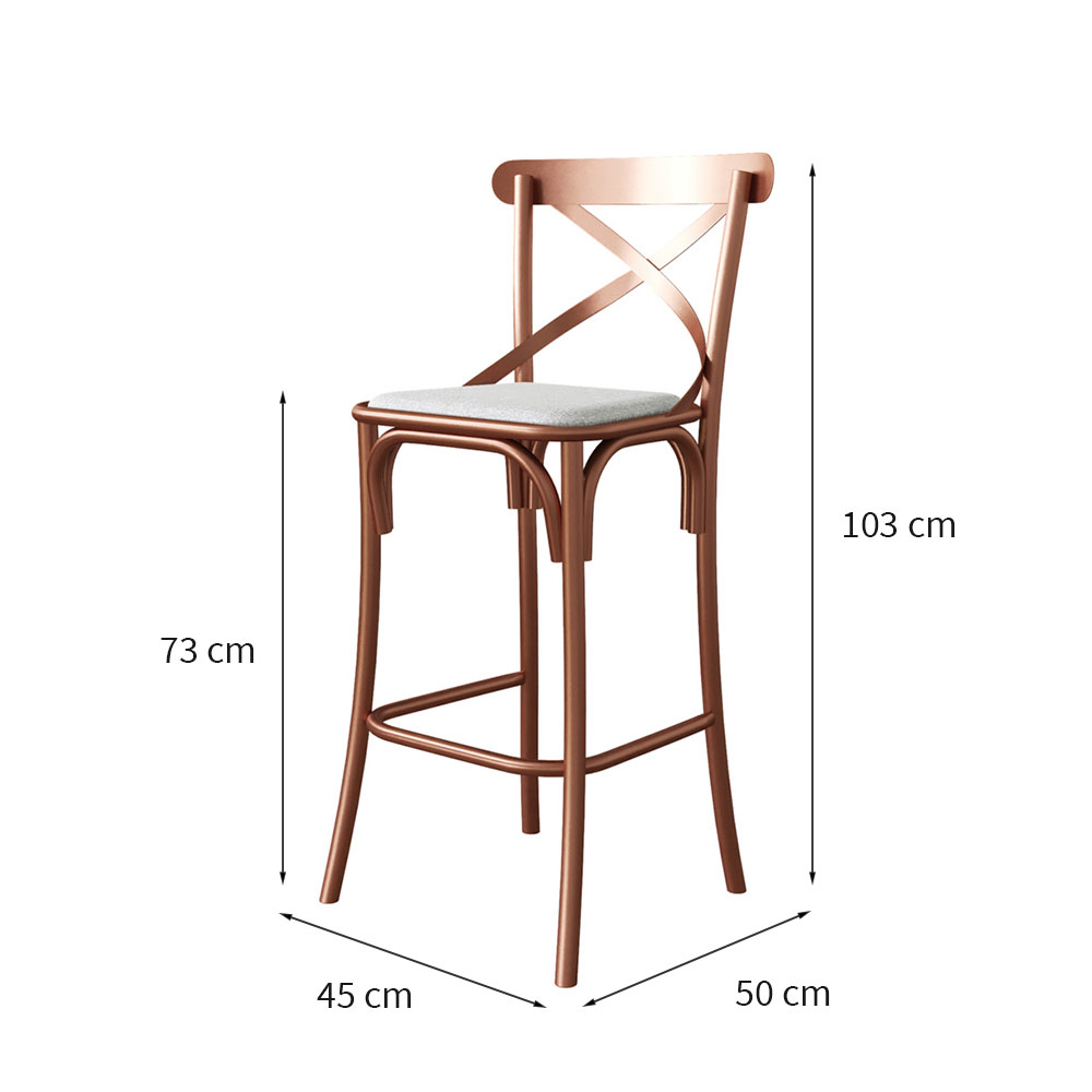 Banqueta Katrina Revestimento Sintético Branca e Cobre