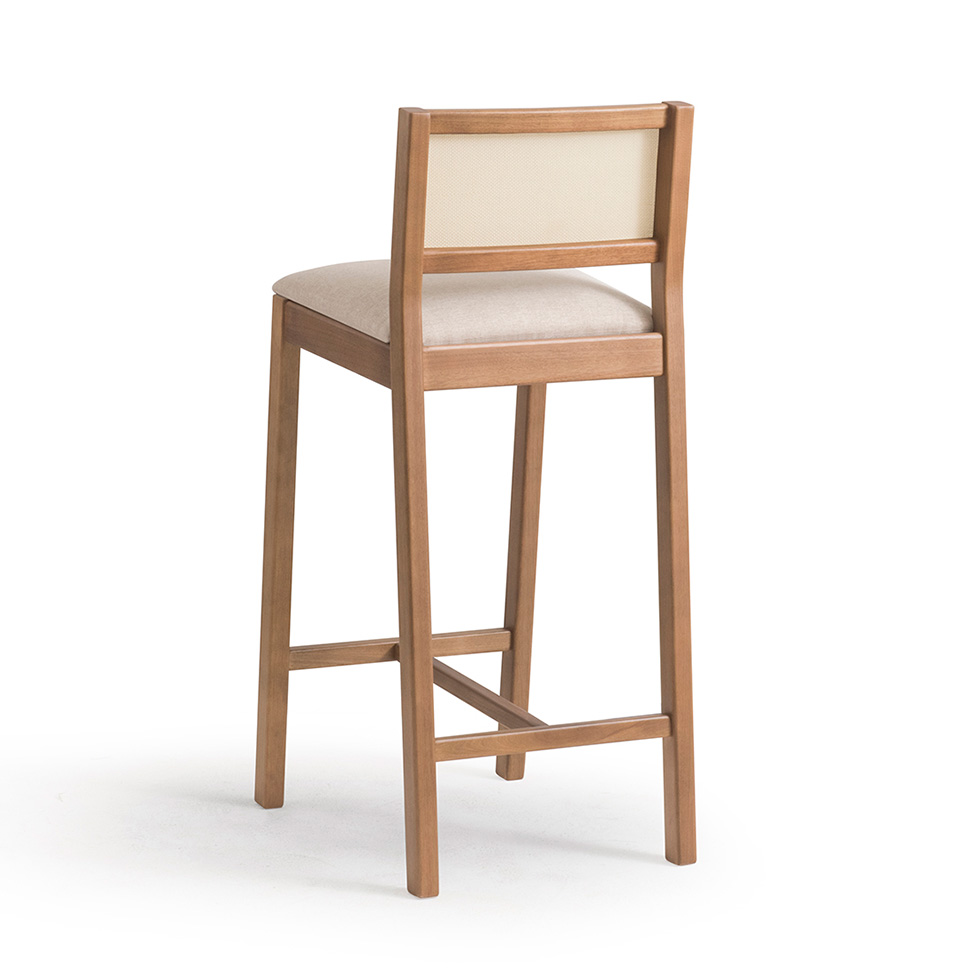 Banqueta Serena com Tela Natural Poliéster Bege e Marrom