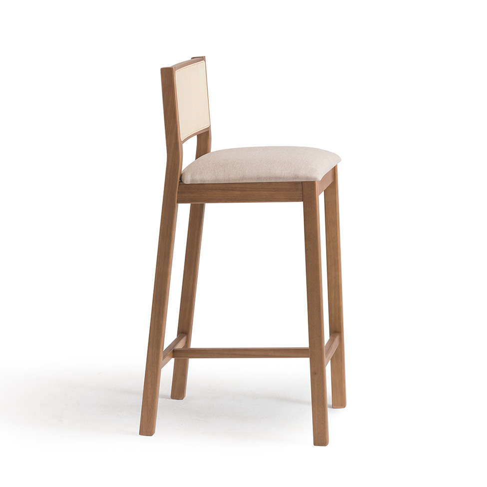 Banqueta Serena com Tela Natural Poliéster Bege e Marrom