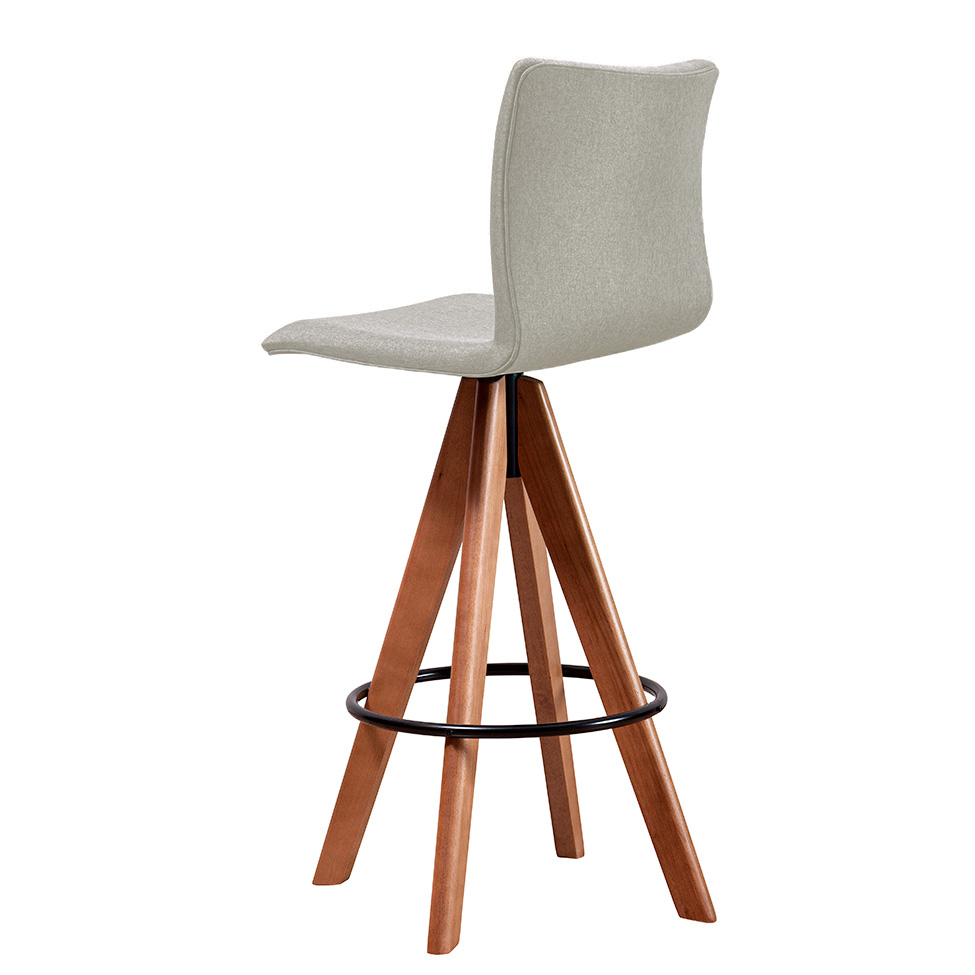 Banqueta Trevizzo Linho Off White e Castanho