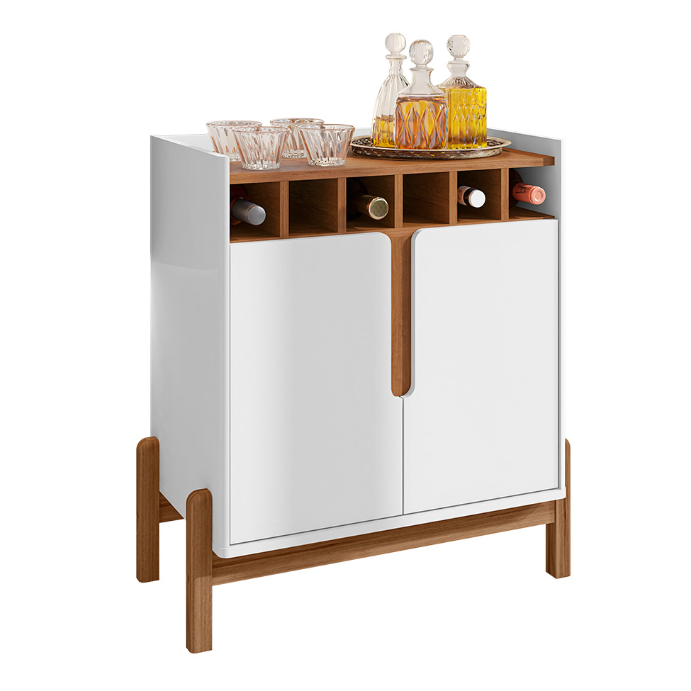 Bar Lizz 2 PT Branco e Cedro