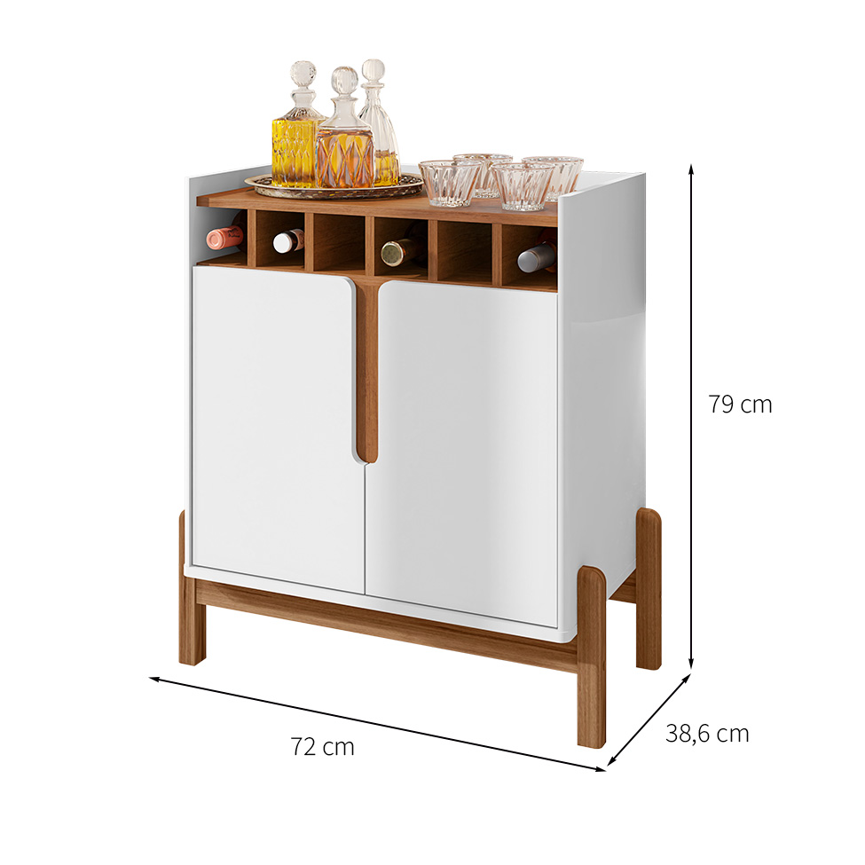 Bar Lizz 2 PT Branco e Cedro