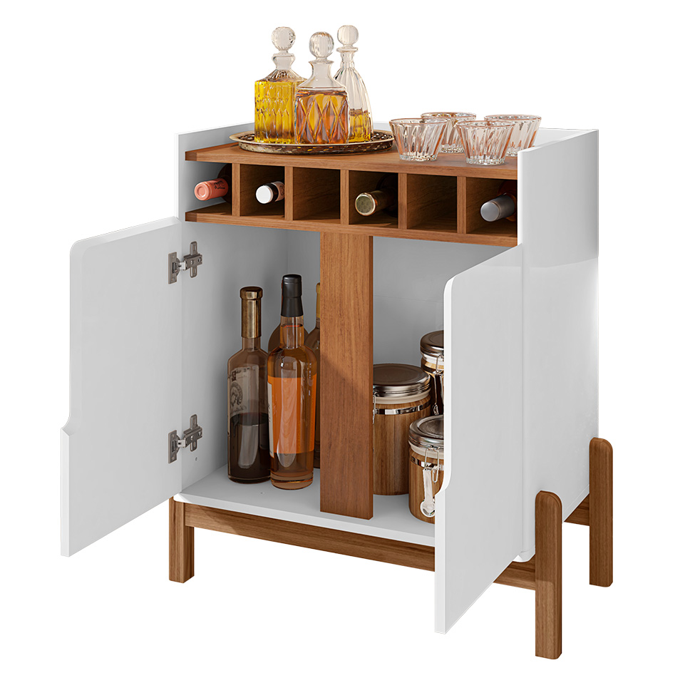 Bar Lizz 2 PT Branco e Cedro