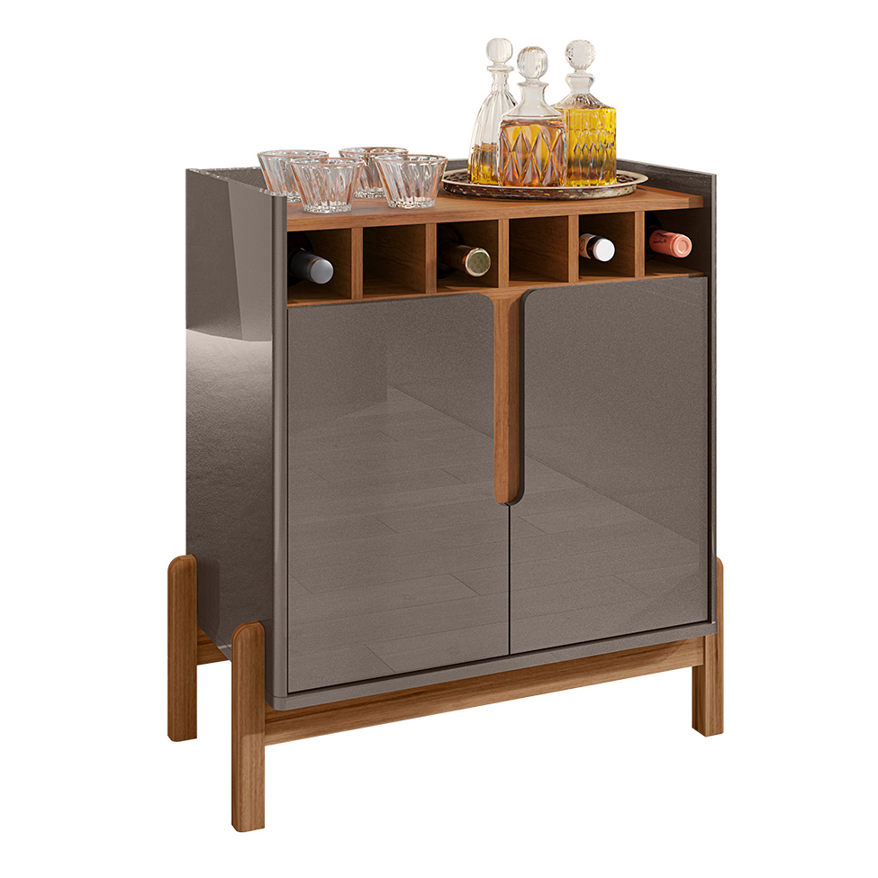 Bar Lizz 2 PT Cinza e Cedro