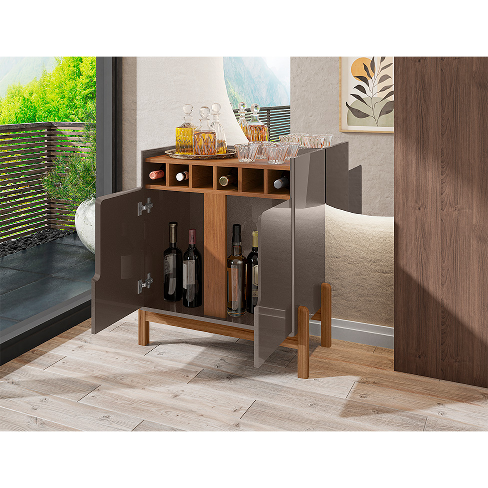 Bar Lizz 2 PT Cinza e Cedro