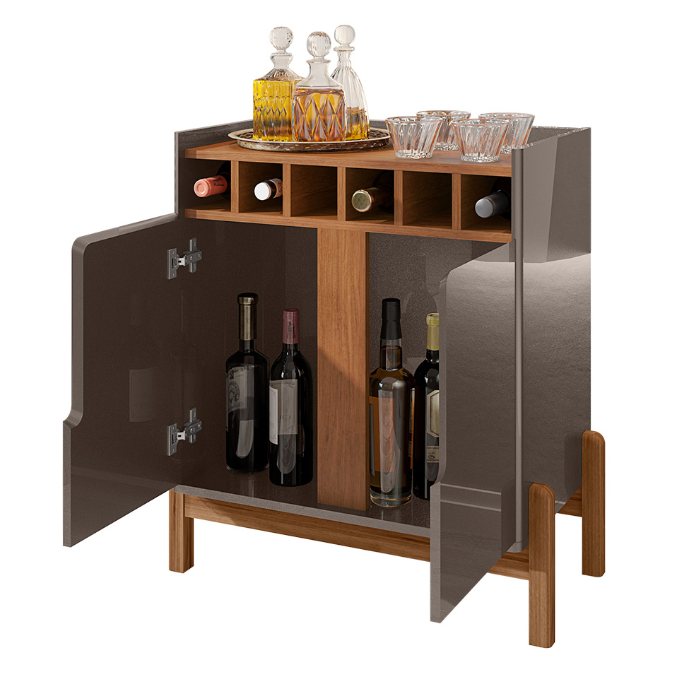 Bar Lizz 2 PT Cinza e Cedro