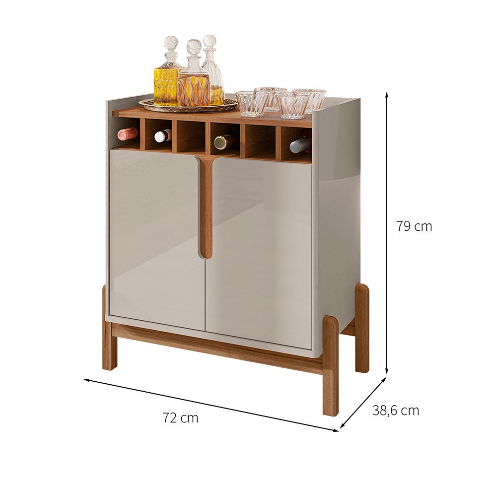 Bar Lizz 2 PT Off White e Cedro