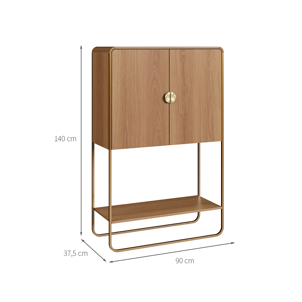 Bar Luna 2 Portas Hanover e Dourado