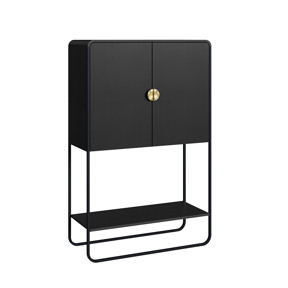 Bar Luna 2 Portas Preto e Dourado