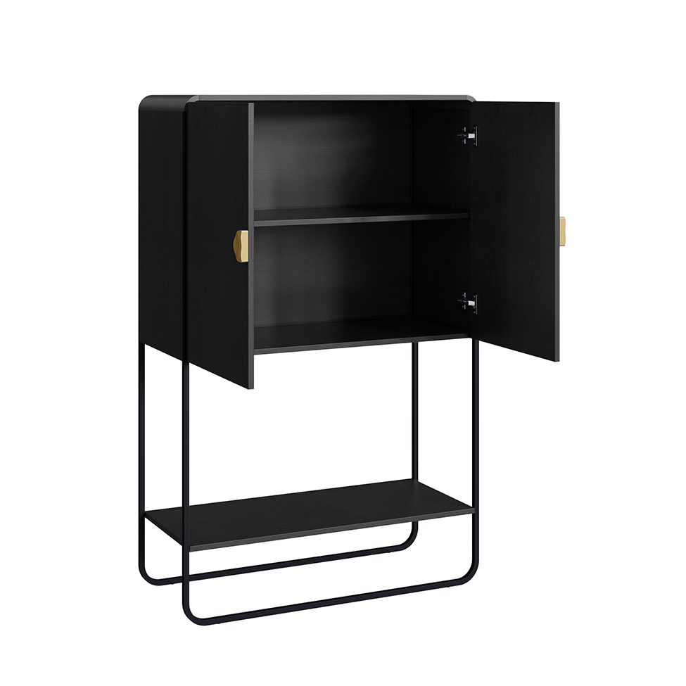 Bar Luna 2 Portas Preto e Dourado
