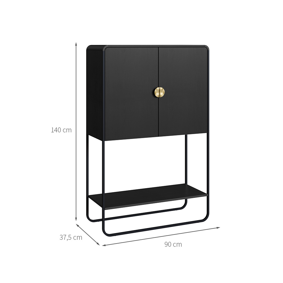 Bar Luna 2 Portas Preto e Dourado