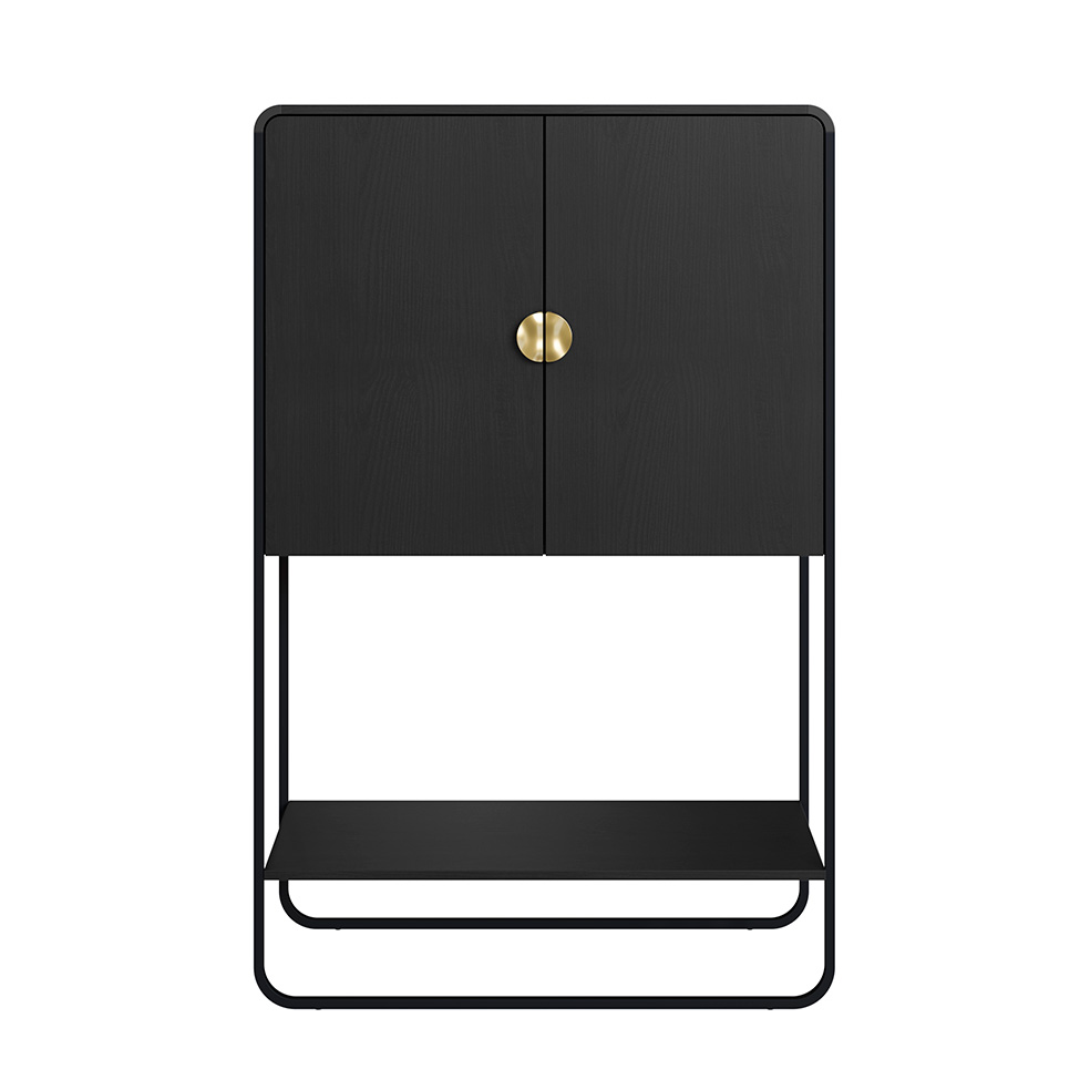 Bar Luna 2 Portas Preto e Dourado