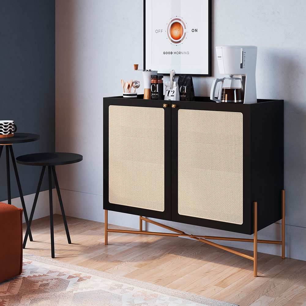 Bar Oslo 2 PT Preto e Dourado