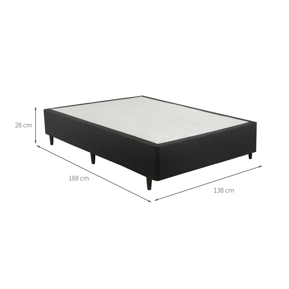 Base para Cama Box Casal Idea (28x138x188) Preta