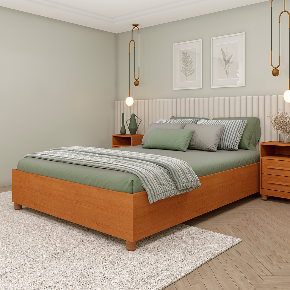 Base para Cama Box Casal Mônaco (35x144x193cm) Cinamomo