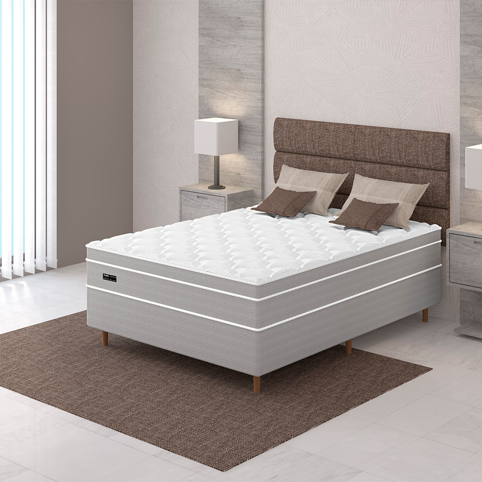 Base para Cama Box Casal Maxi Athos (38x138x188) Cinza