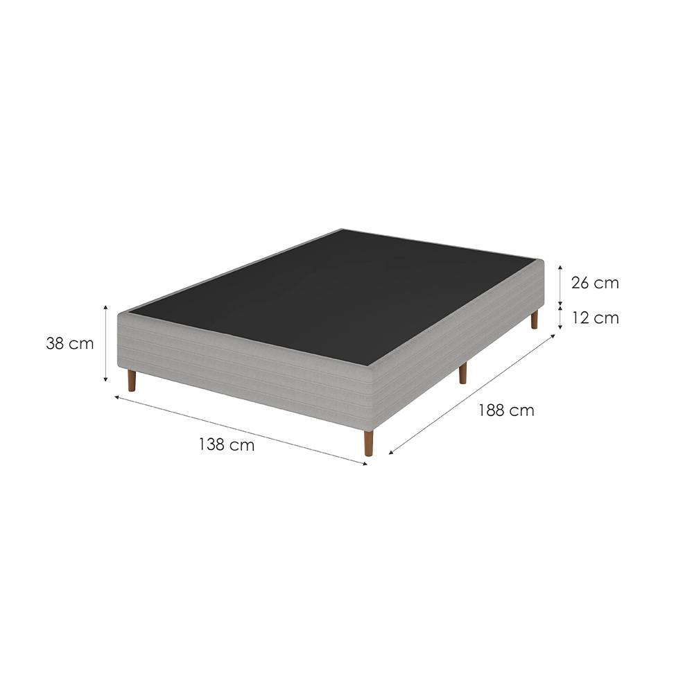 Base para Cama Box Casal Maxi Athos (38x138x188) Cinza