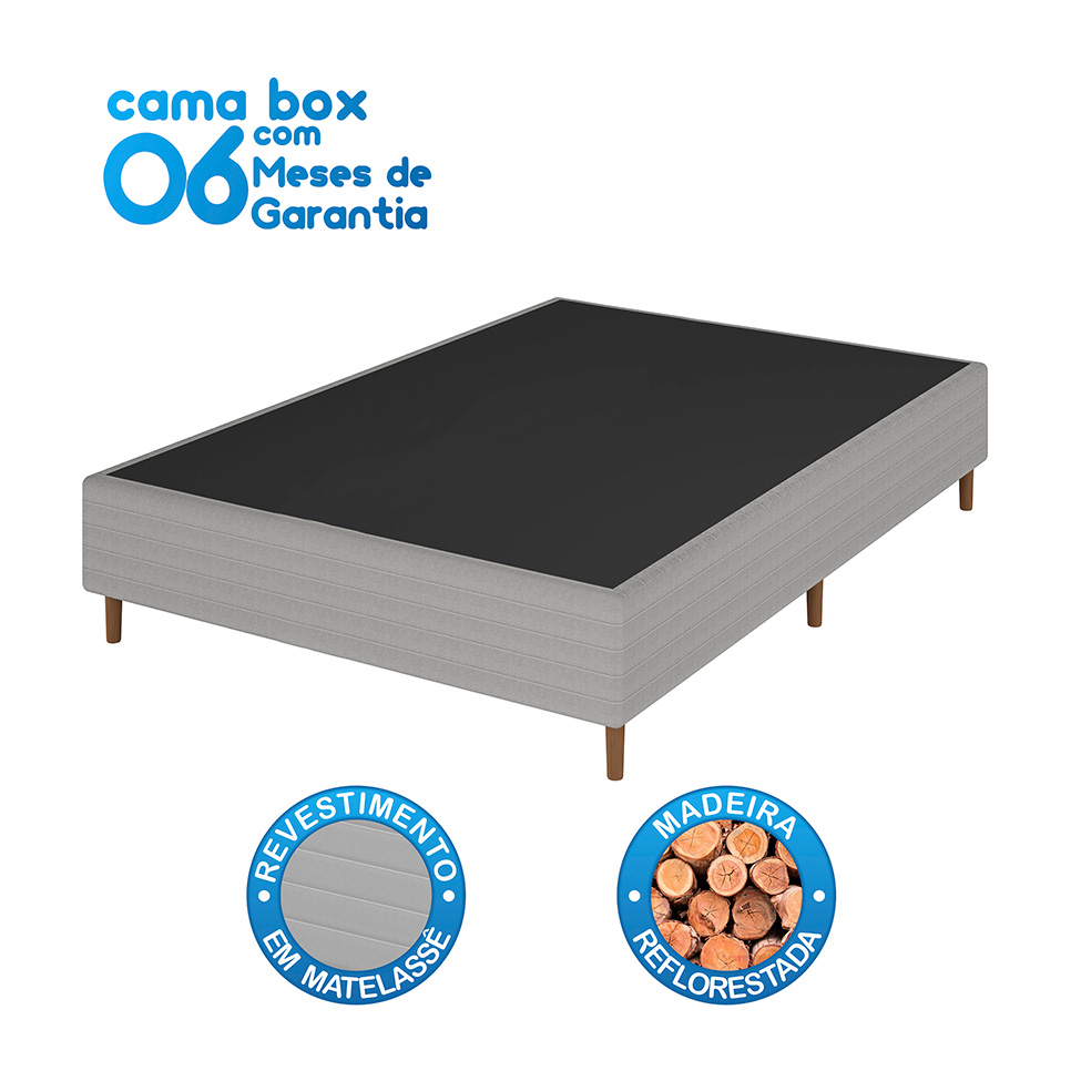 Base para Cama Box Casal Maxi Athos (38x138x188) Cinza
