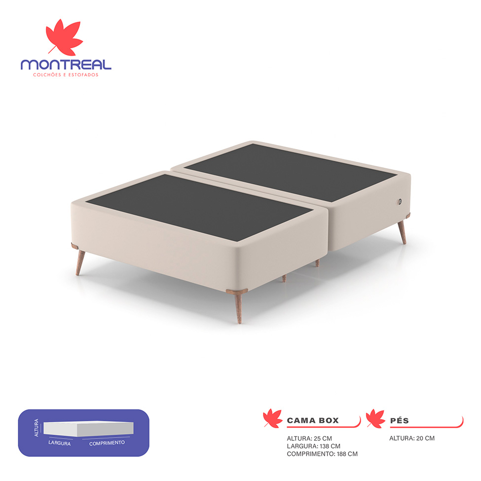 Base para Cama Box Casal com Entrada USB Night (45x138x188 cm) Suede Bege