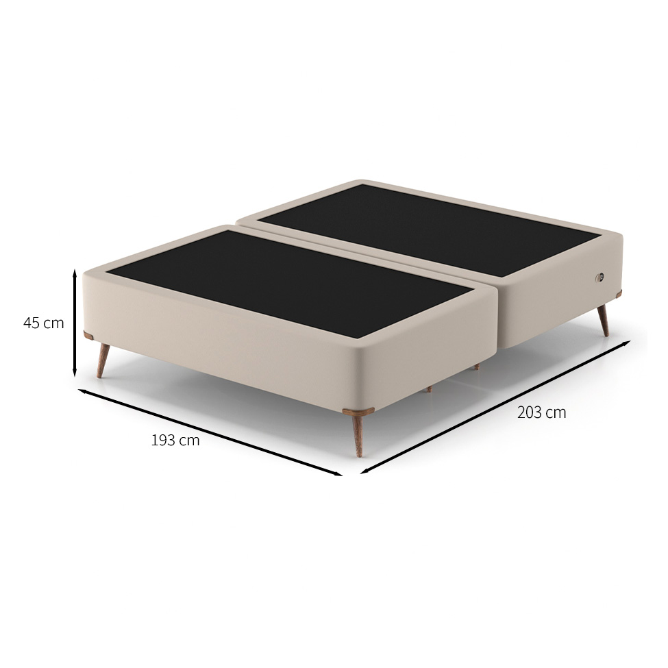 Base para Cama Box King com Entrada USB Night (45x193x203 cm) Suede Bege