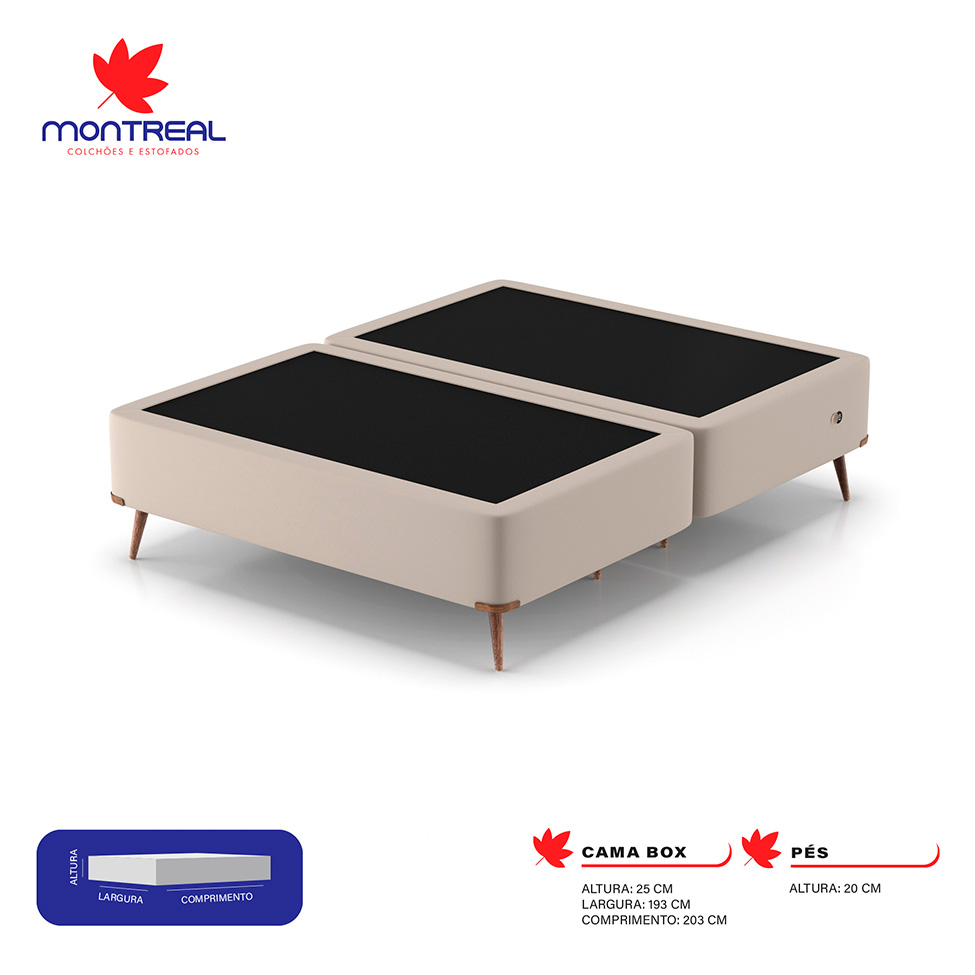 Base para Cama Box King com Entrada USB Night (45x193x203 cm) Suede Bege