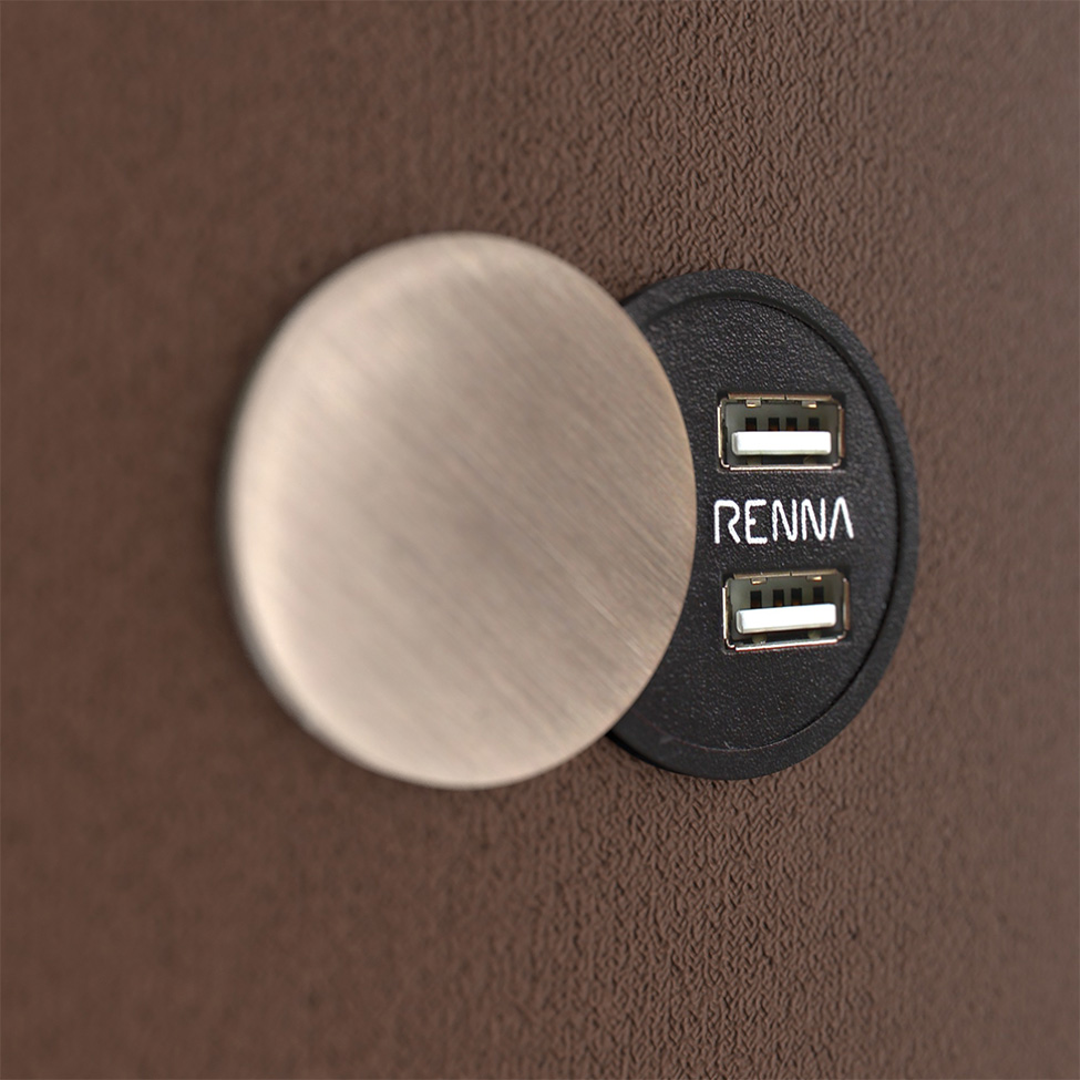 Base para Cama Box King com Entrada USB Night (45x193x203 cm) Suede Marrom