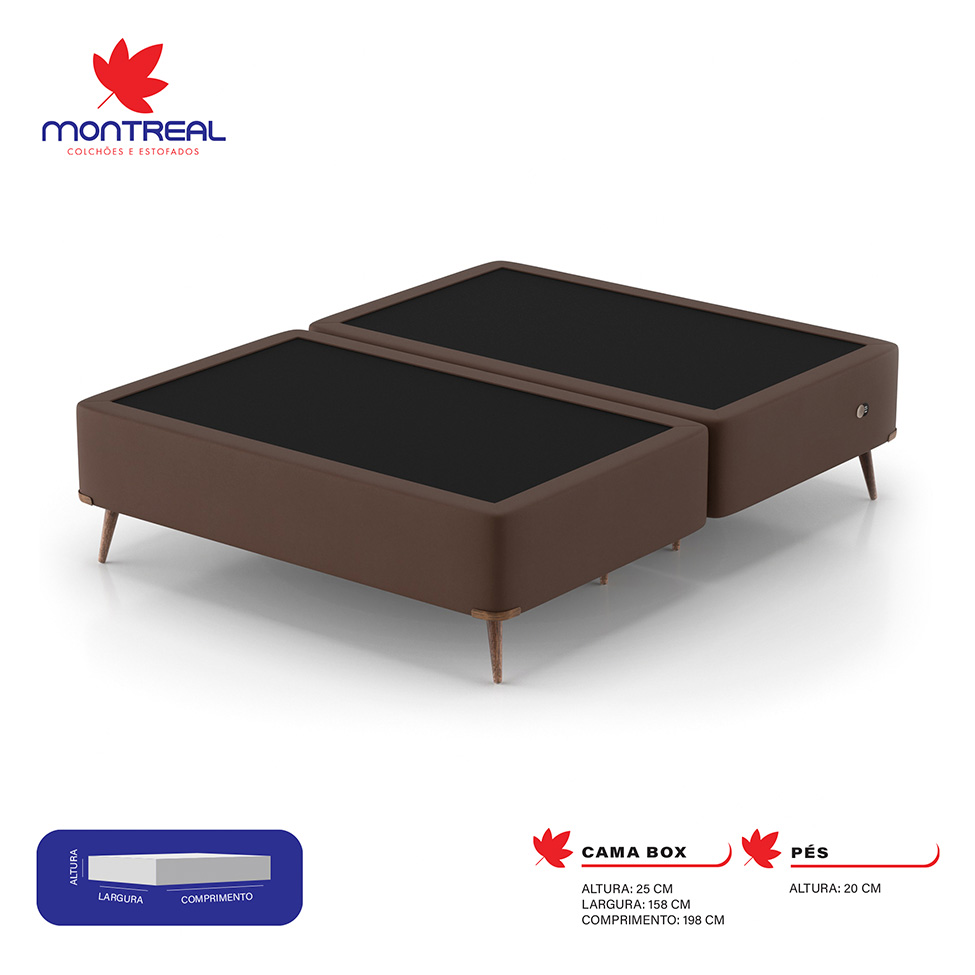 Base para Cama Box King com Entrada USB Night (45x193x203 cm) Suede Marrom