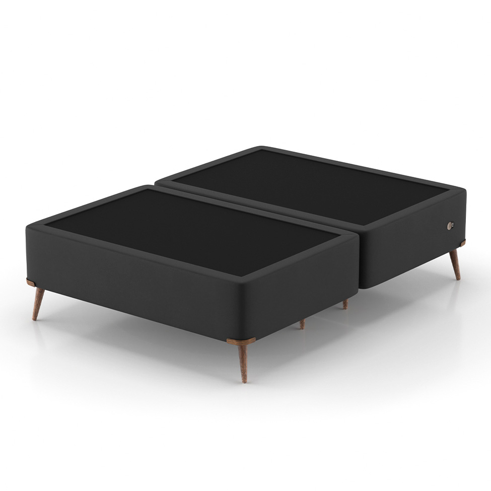 Base para Cama Box King com Entrada USB Night (45x193x203 cm) Suede Preta