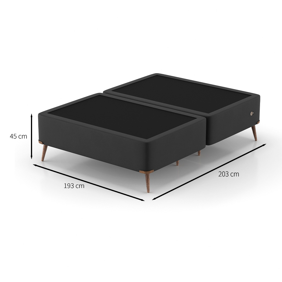 Base para Cama Box King com Entrada USB Night (45x193x203 cm) Suede Preta