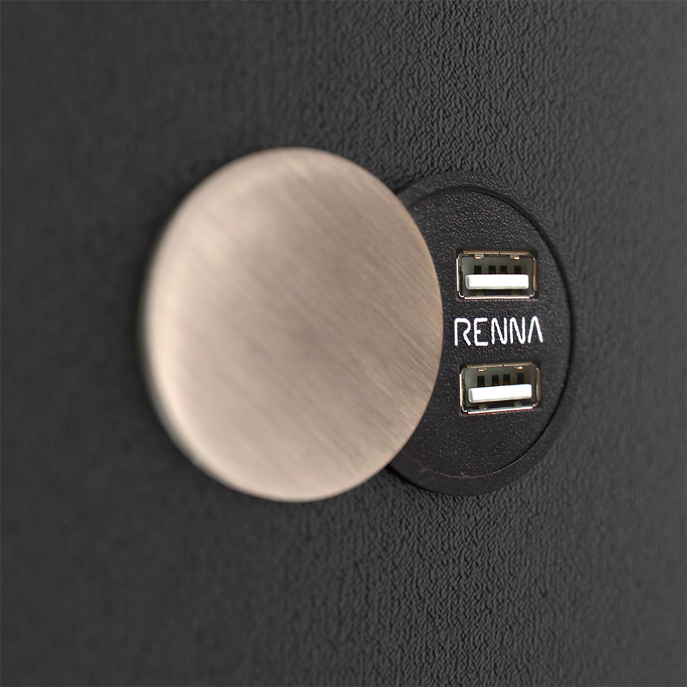 Base para Cama Box King com Entrada USB Night (45x193x203 cm) Suede Preta