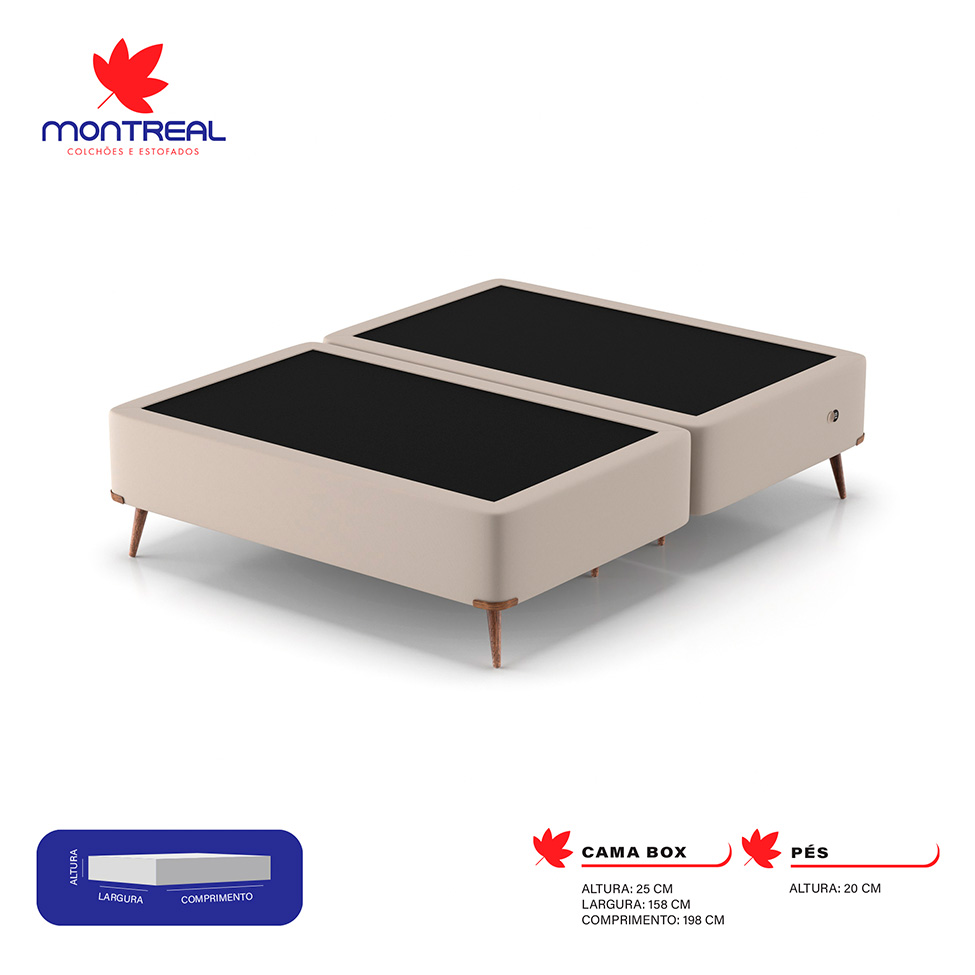 Base para Cama Box Queen com Entrada USB Night (45x158x198 cm) Suede Bege