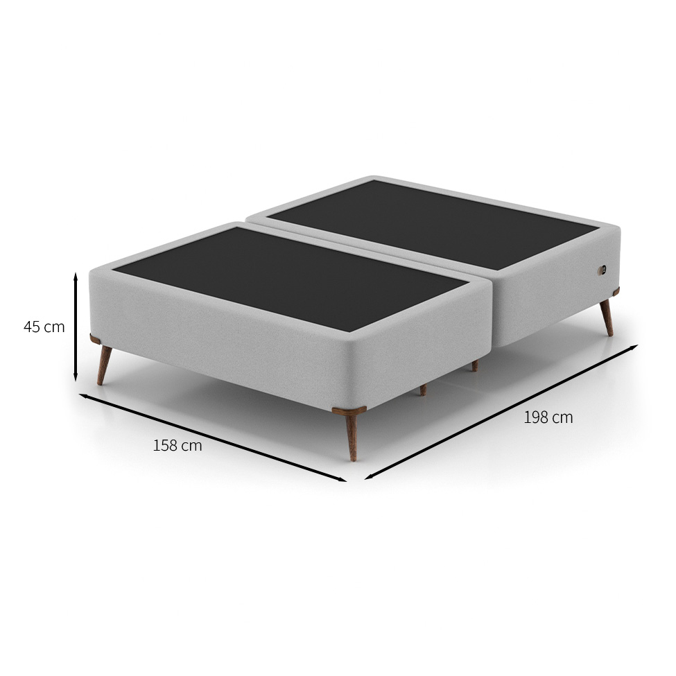 Base para Cama Box Queen com Entrada USB Night (45x158x198 cm) Suede Cinza