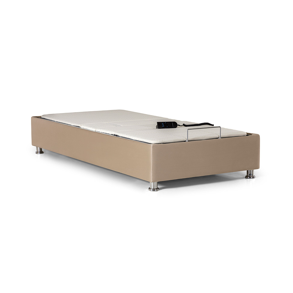 Base para Cama Box Solteiro Ajustável Danna Suede Bege
