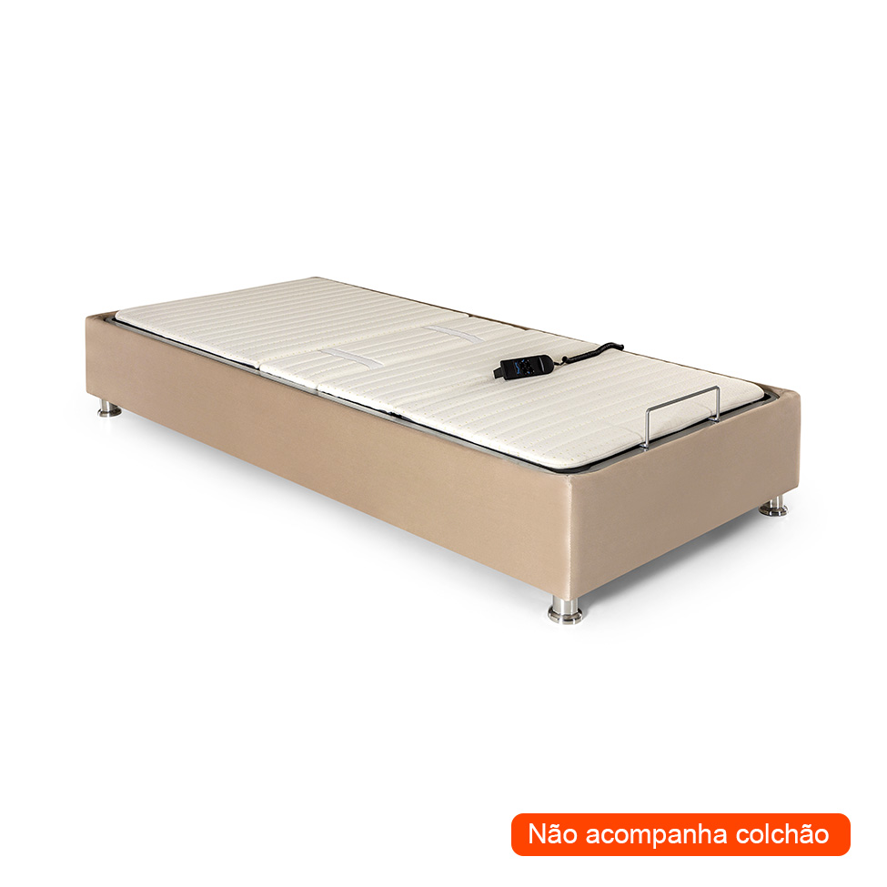 Base para Cama Box Solteiro Ajustável Danna Suede Bege