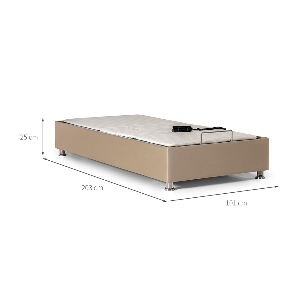 Base para Cama Box Solteiro Ajustável Danna Suede Bege