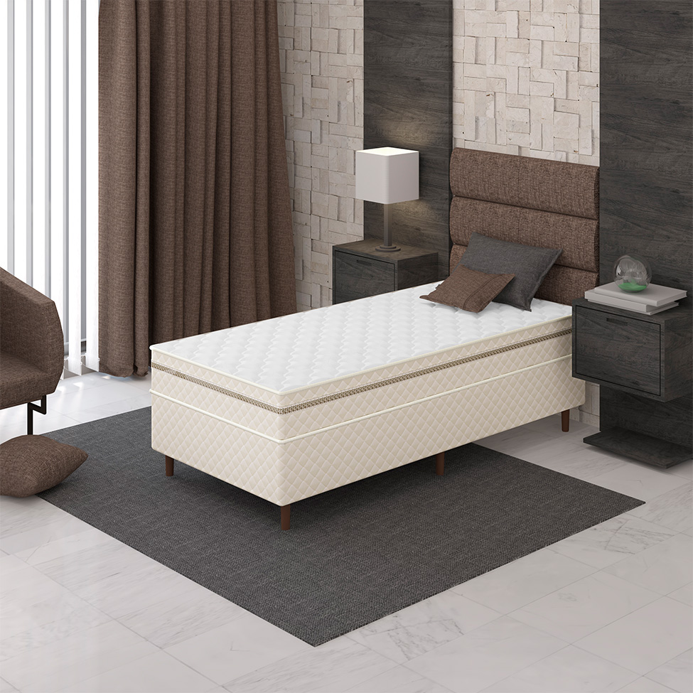 Base para Cama Box Solteiro Aurus (38x88x188) Bege