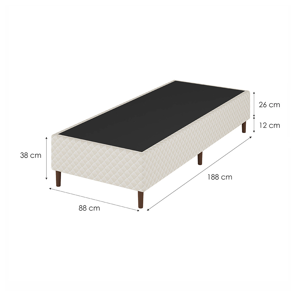 Base para Cama Box Solteiro Aurus (38x88x188) Bege