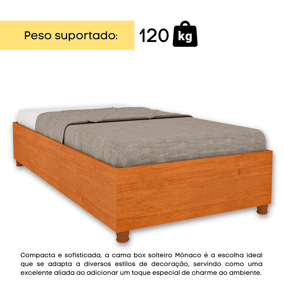 Base para Cama Box Solteiro Mônaco (35x94x193cm) Cinamomo