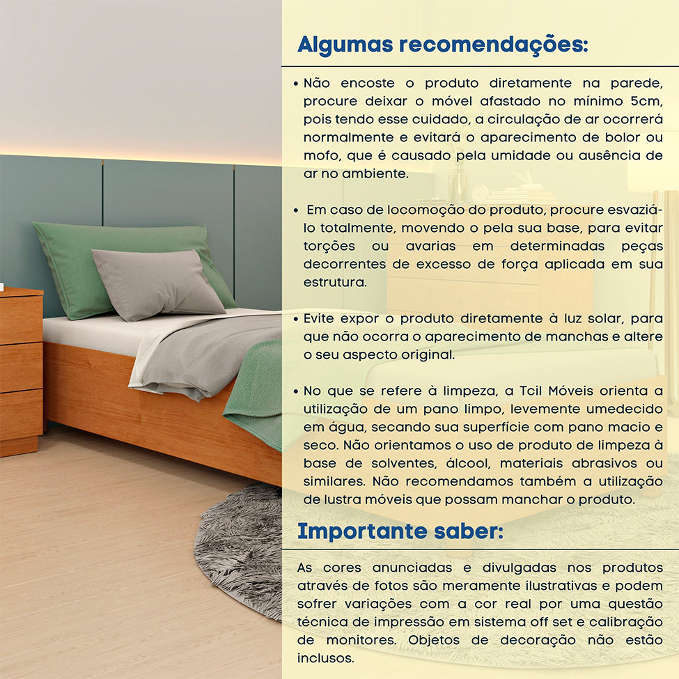 Base para Cama Box Solteiro Mônaco (35x94x193cm) Cinamomo