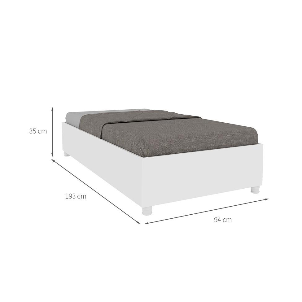 Base para Cama Box Solteiro Mônaco Neve