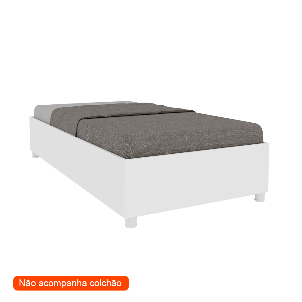 Base para Cama Box Solteiro Mônaco Neve
